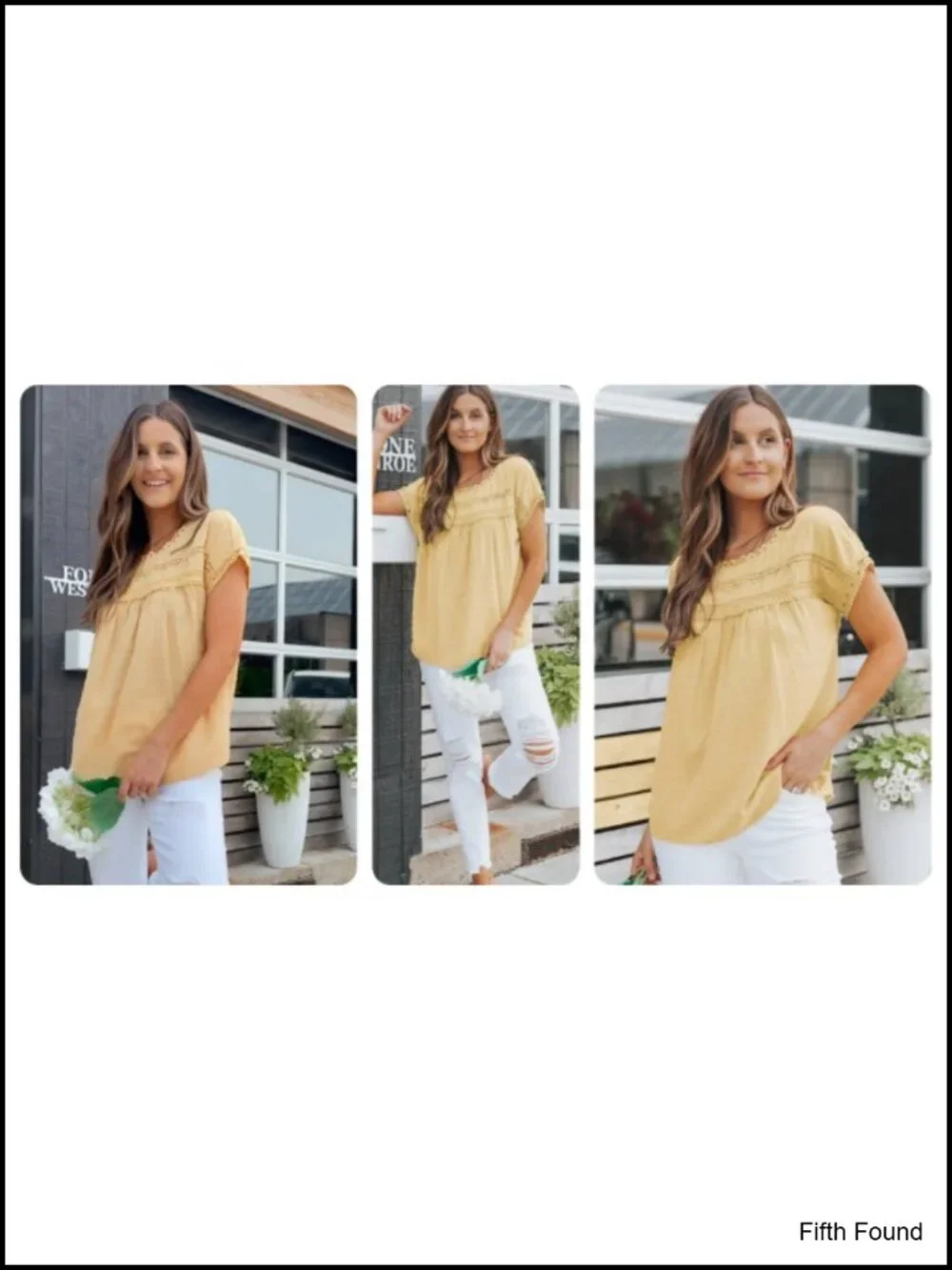 Crewneck Lace Crochet Short Sleeve Blouse - Lightweight Chiffon